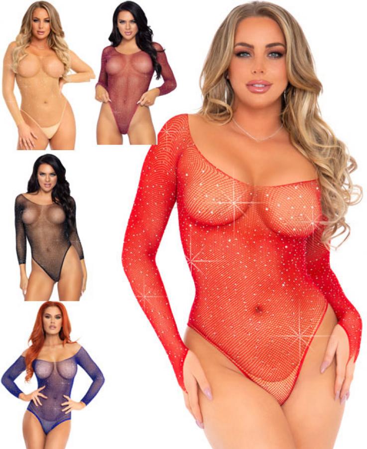 89231 Leg Avenue Crystal fishnet bodysuit