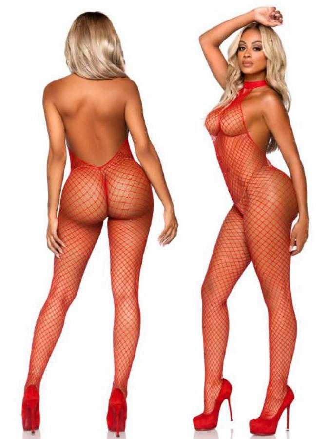 89304 Leg Avenue Industrial Net racer neck bodystocking