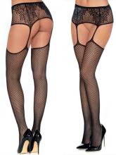 0394 Dreamgirl Exotic Fishnet and lace garter pantyhose