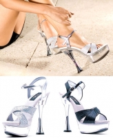 C-Janie Ellie Shoes, 6 inch Silver Cone heel Platforms Glitter shoes