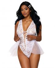 12918 Dreamgirl Lace teddy with front lace up