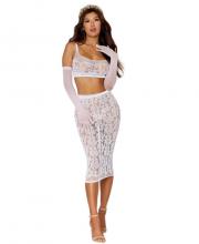 12921 Dreamgirl Seamless sheer lace bralette slip skirt 