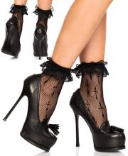 3049 Leg Avenue cross lace ruffle anklets