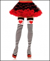6008 Leg Avenue, Striped stockings with red heart accent.