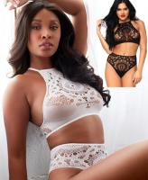 81552 Leg Avenue lace top high waist thong