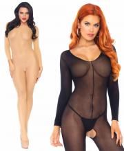 8297 Leg Avenue Sheer sleeved scoop neck bodystocking