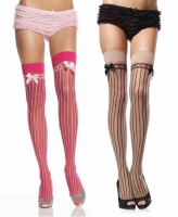 9222 Leg Avenue, Spandex sheer stockings opaque stripes satin bow